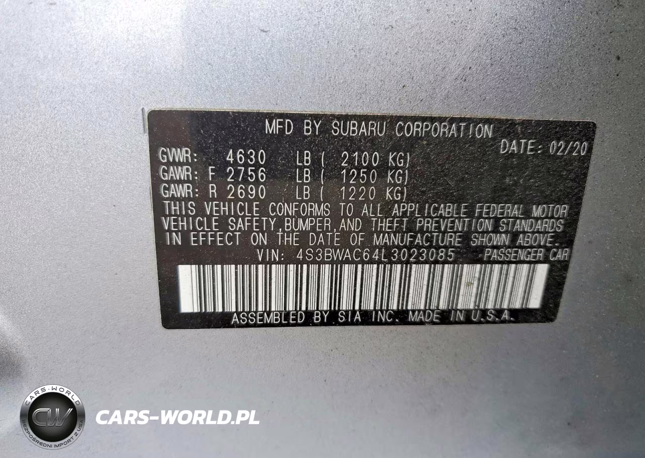 2020 Subaru Legacy Premium VIN:4S3BWAC64L3023085 - 13