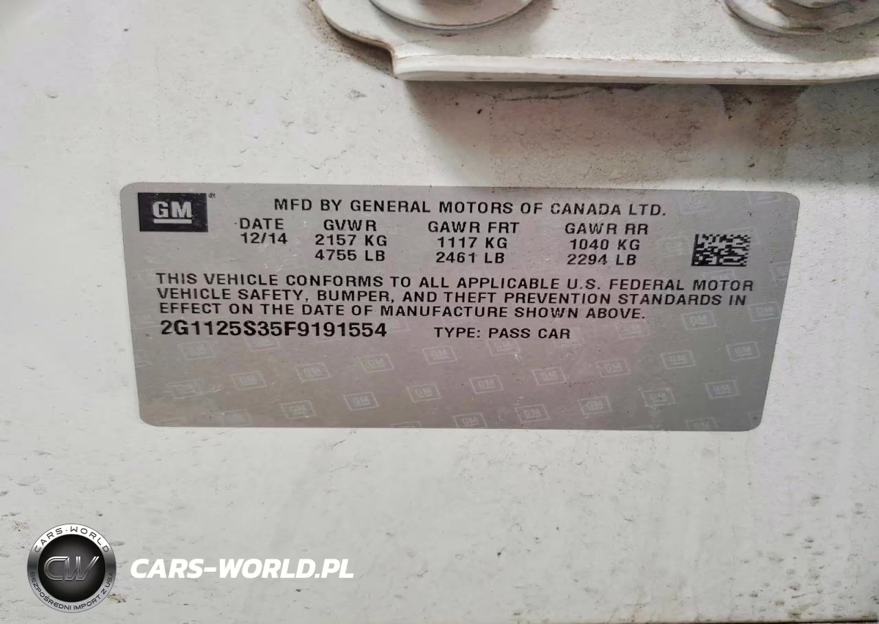 2015 Chev Impala Lt VIN:2G1125S35F9191554 - 13