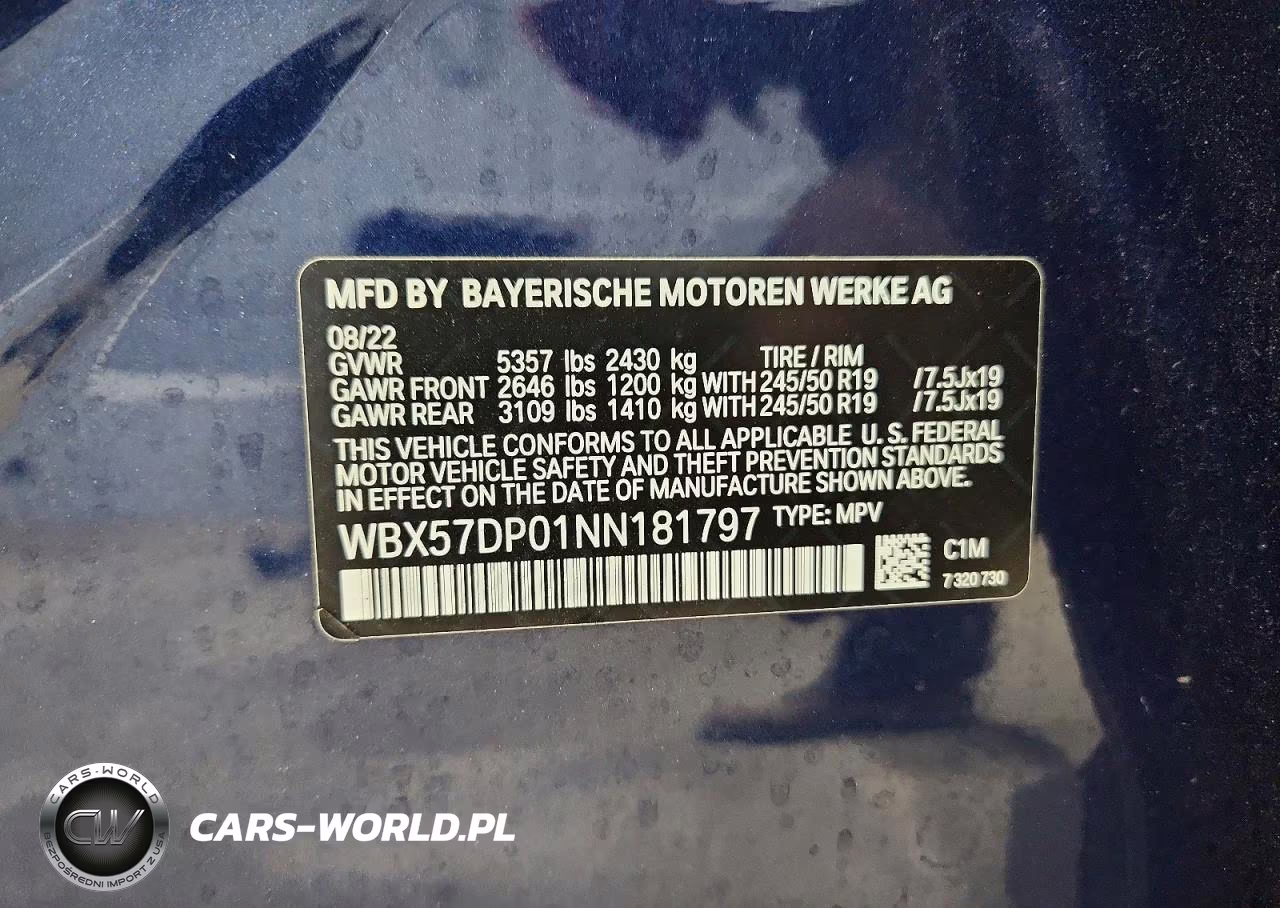 2022 BMW X3 xDrive30I VIN:WBX57DP01NN181797 - 13