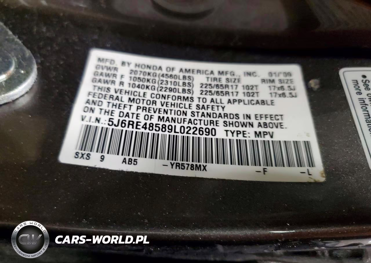 2009 Honda Cr-V Ex VIN:5J6RE48589L022690 - 14