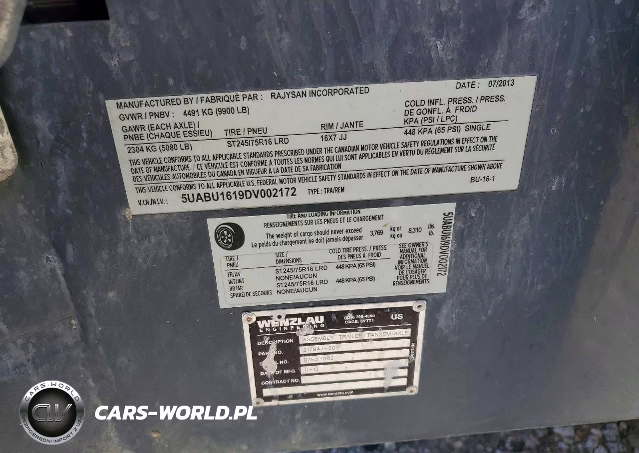 2013 Rajy Bu-16-1 - Generator Tlr VIN:5UABU1619DV002172 - 10