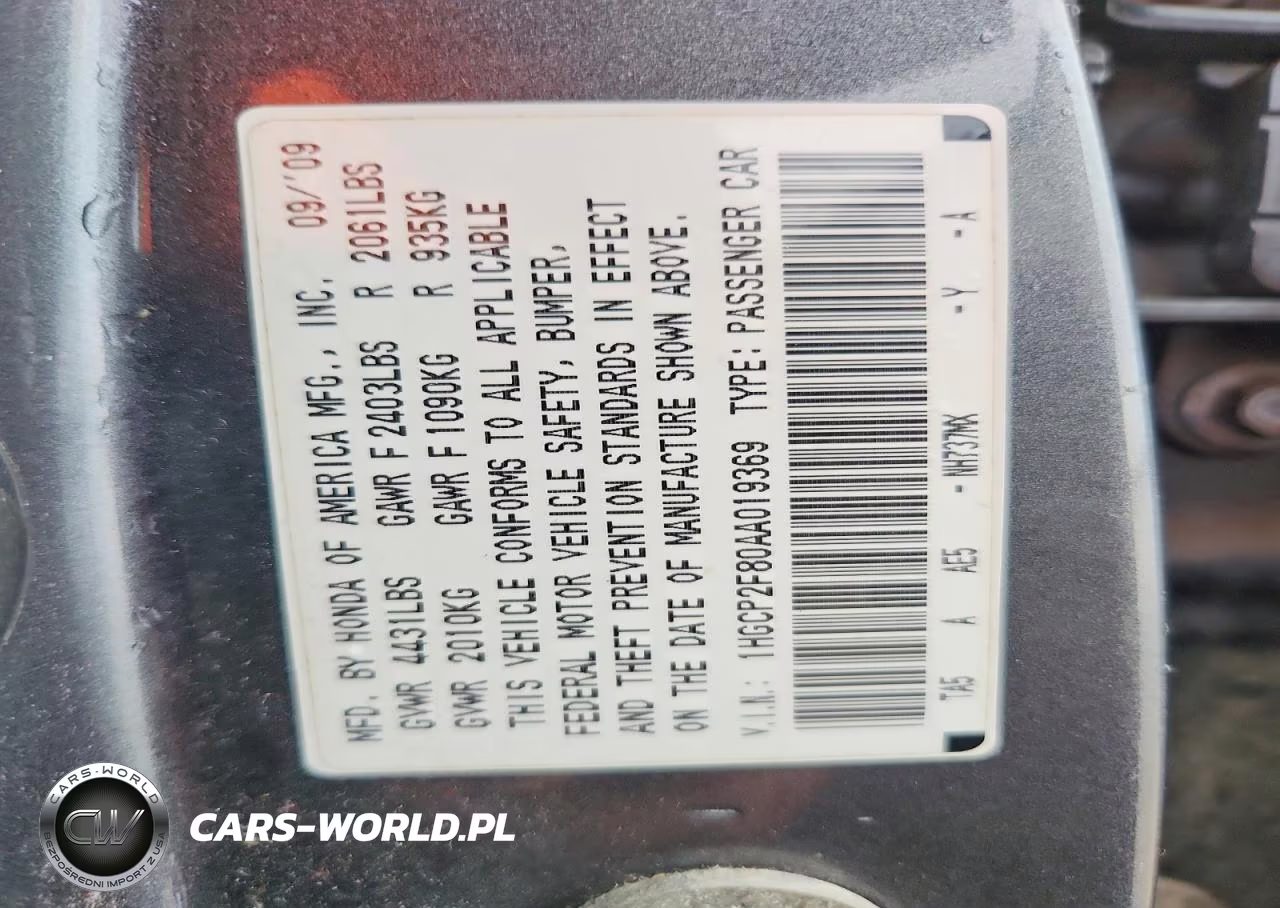 2010 Honda Accord Exl VIN:1HGCP2F80AA019369 - 12
