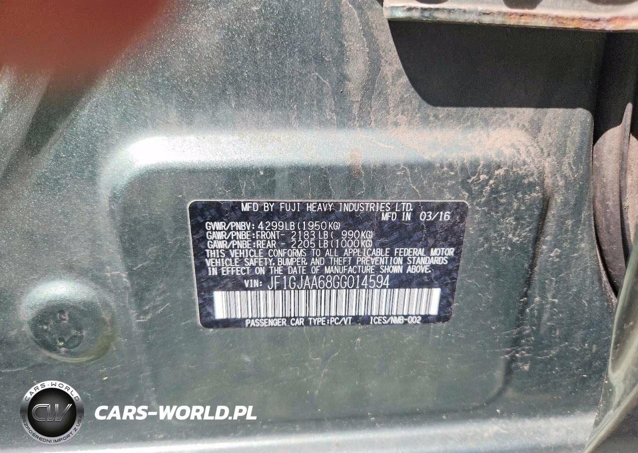 2016 Subaru Impreza VIN:JF1GJAA68GG014594 - 13