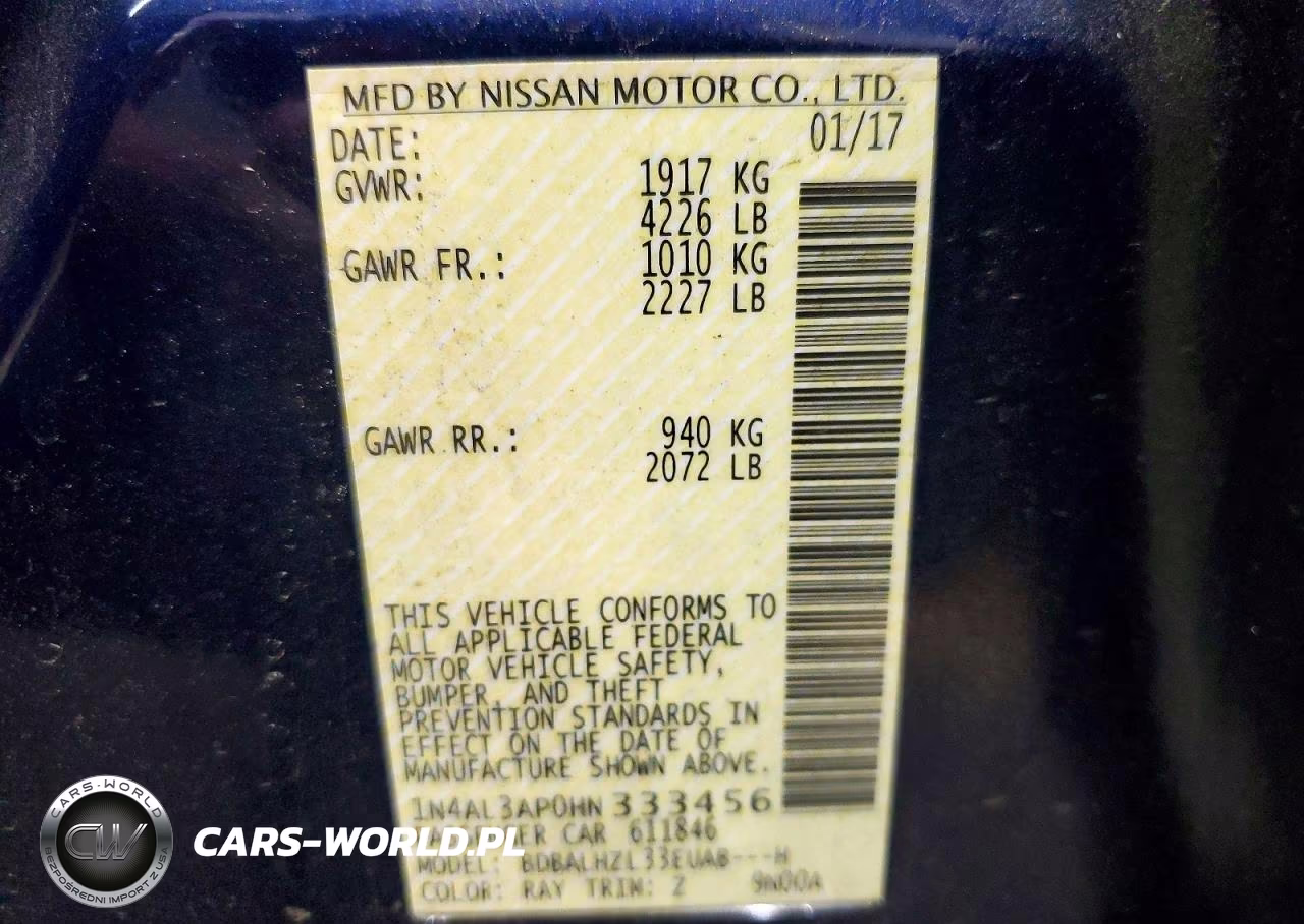 2017 Nissan Altima 2.5 Sr VIN:1N4AL3AP0HN333456 - 12