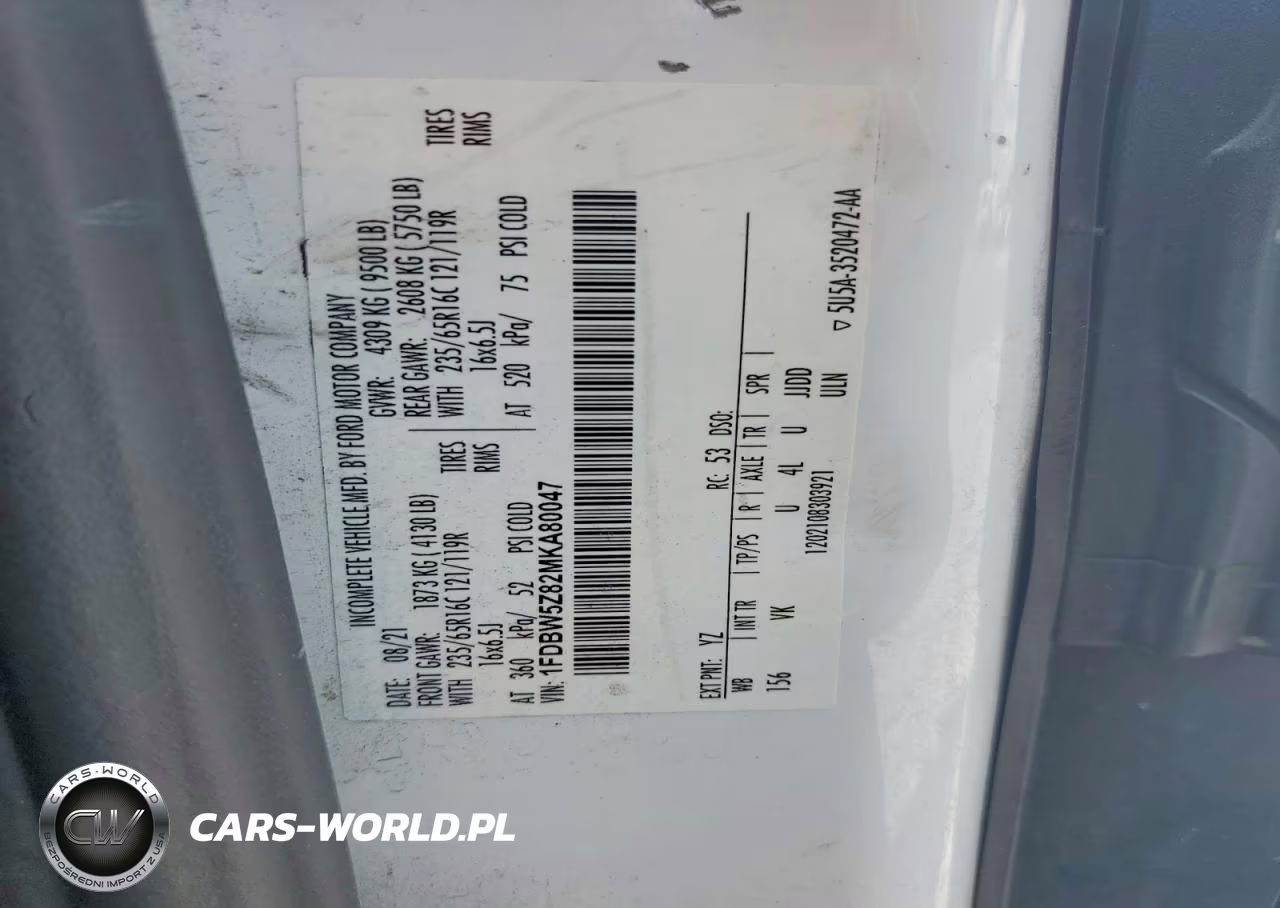 2021 Ford Transit Delivery Truck VIN:1FDBW5Z82MKA80047 - 12