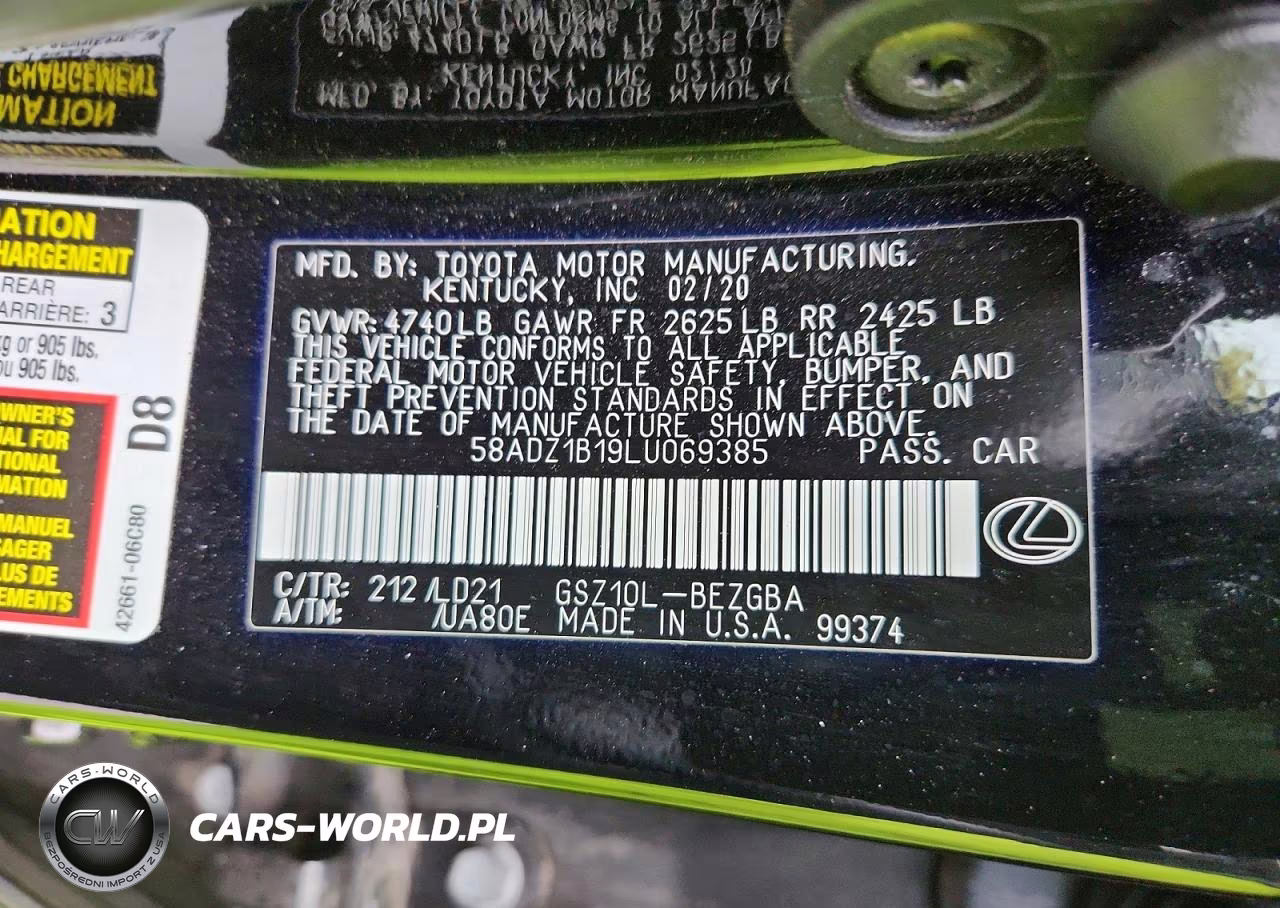 2020 Lexus Es 350 VIN:58ADZ1B19LU069385 - 13
