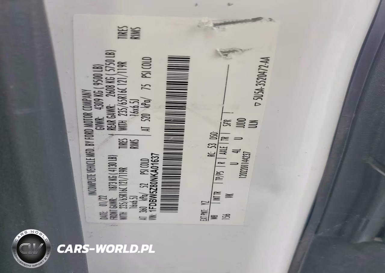 2022 Ford Transit Delivery Truck VIN:1FDBW5Z80NKA01637 - 12