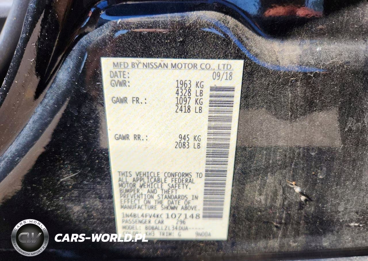 2019 Nissan Altima Platinum VIN:1N4BL4FV4KC107148 - 13