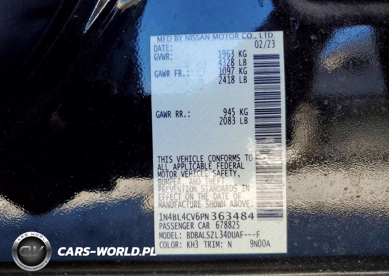 2023 Nissan Altima Sr VIN:1N4BL4CV6PN363484 - 12