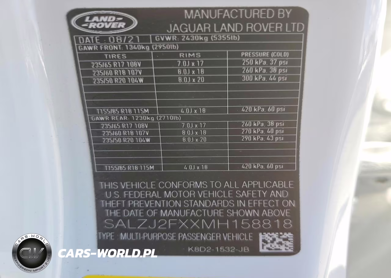 2021 Land Rover Range Rover Evoque S VIN:SALZJ2FXXMH158818 - 13