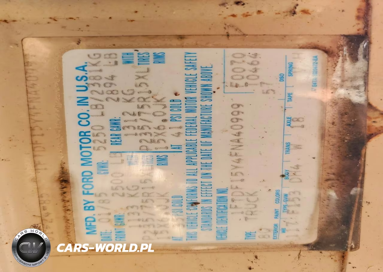 1985 Ford F150 VIN:1FTDF15Y4FNA40999 - 12