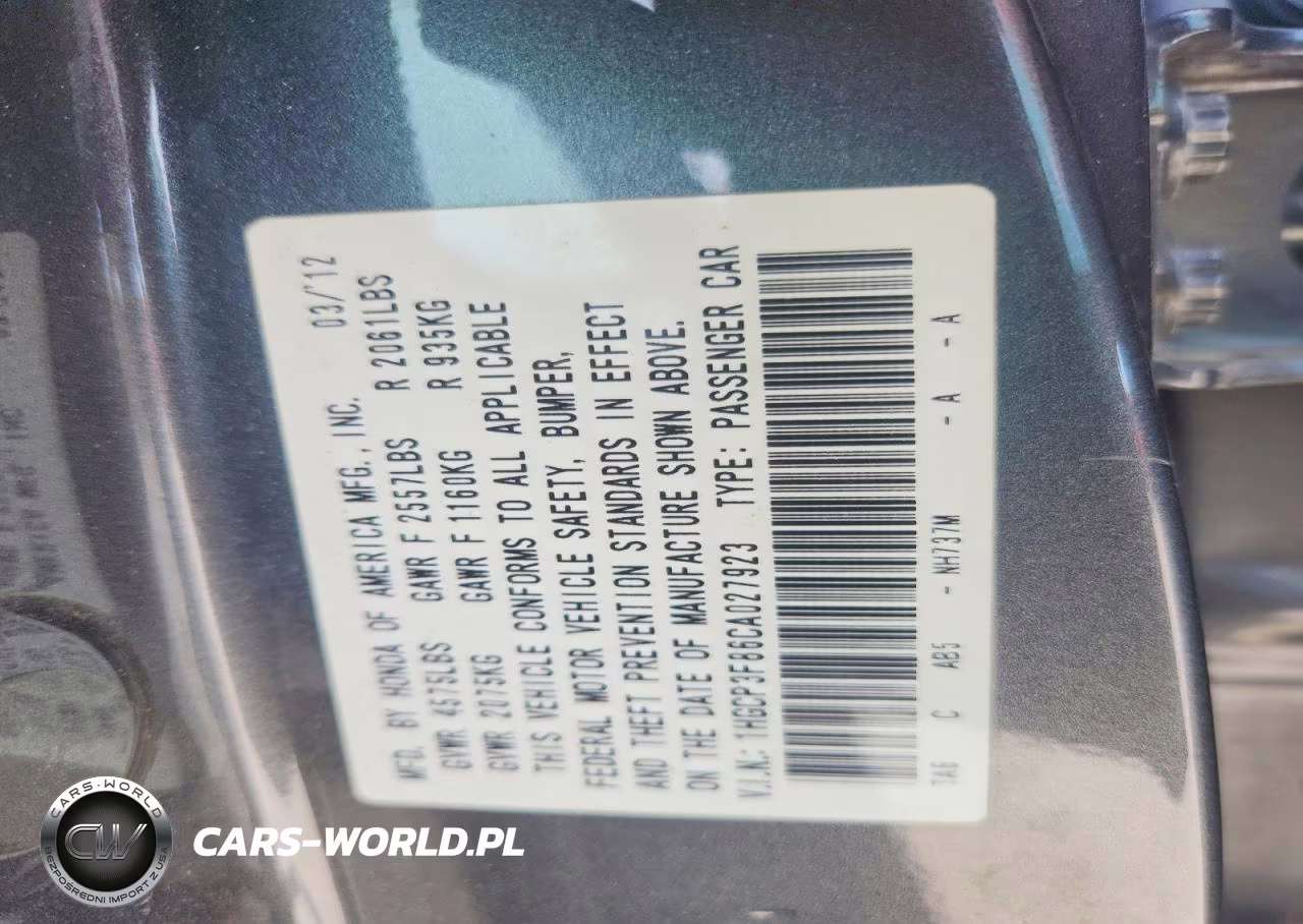 2012 Honda Accord Exl VIN:1HGCP3F86CA027923 - 13