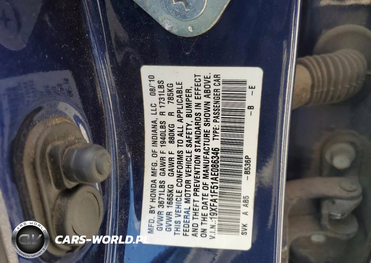 2010 Honda Civic Lx VIN:19XFA1F51AE086346 - 12