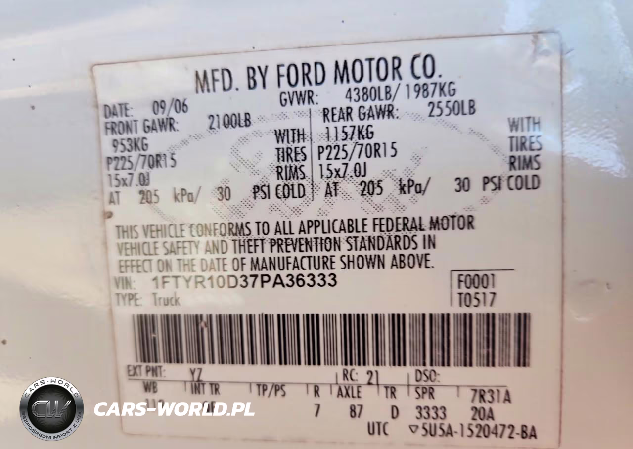 2007 Ford Ranger VIN:1FTYR10D37PA36333 - 12