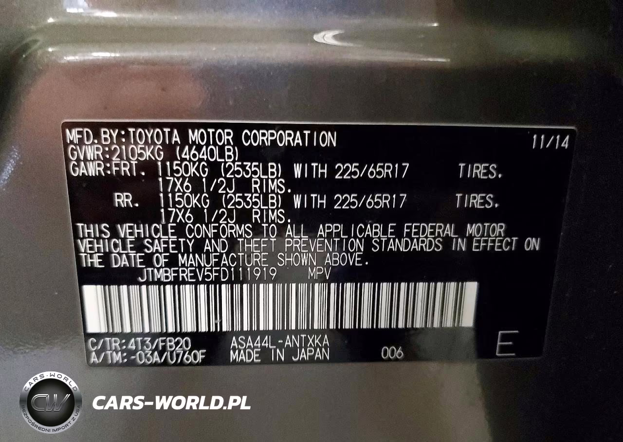 2015 Toyota Rav4 Le VIN:JTMBFREV5FD111919 - 13