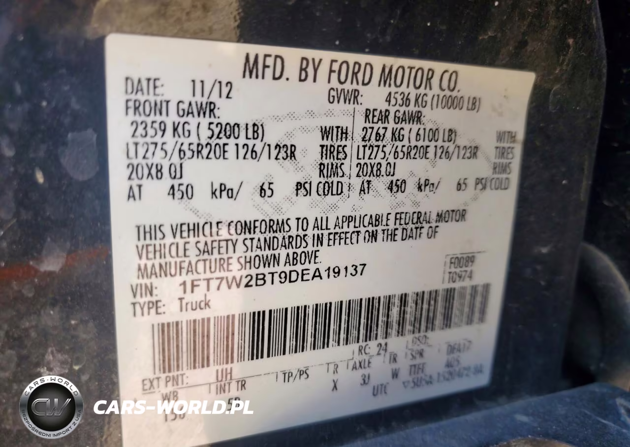 2013 Ford F250 Super Duty VIN:1FT7W2BT9DEA19137 - 12