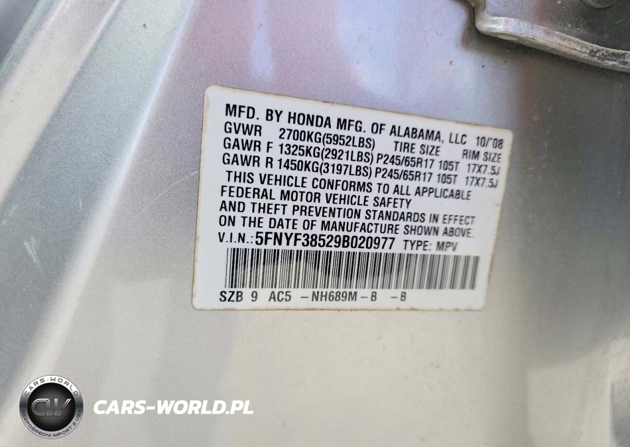 2009 Honda Pilot Exl VIN:5FNYF38529B020977 - 14
