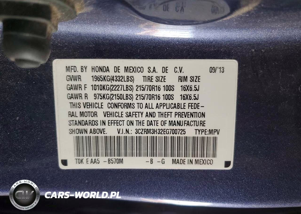 2014 Honda Cr-V Lx VIN:3CZRM3H32EG700725 - 13