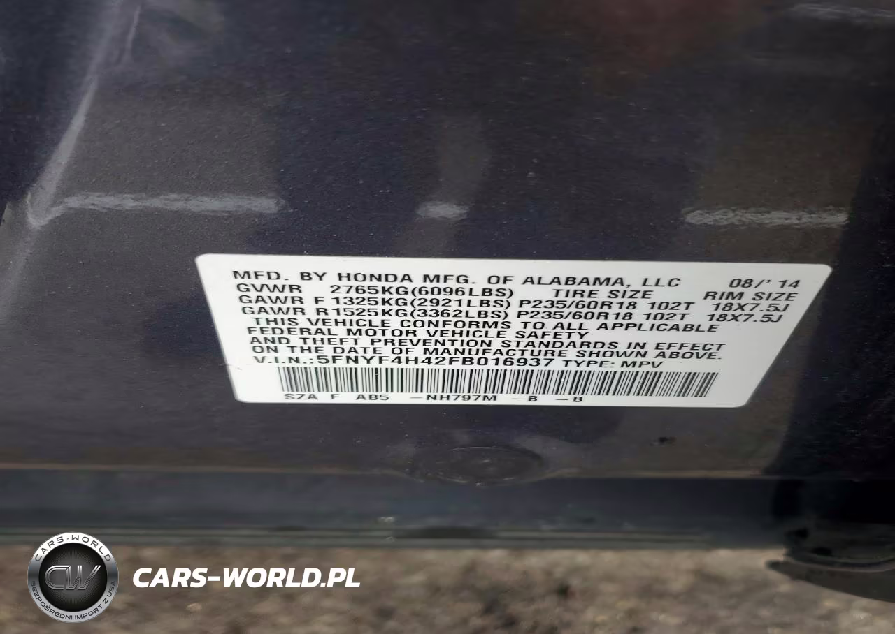 2015 Honda Pilot Ex VIN:5FNYF4H42FB016937 - 13