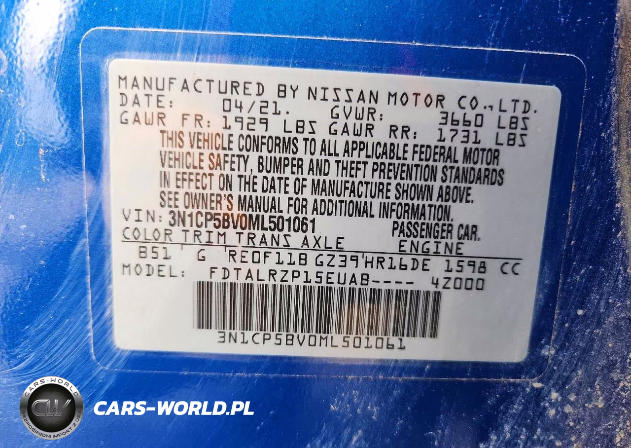 2021 Nissan Kicks S VIN:3N1CP5BV0ML501061 - 13