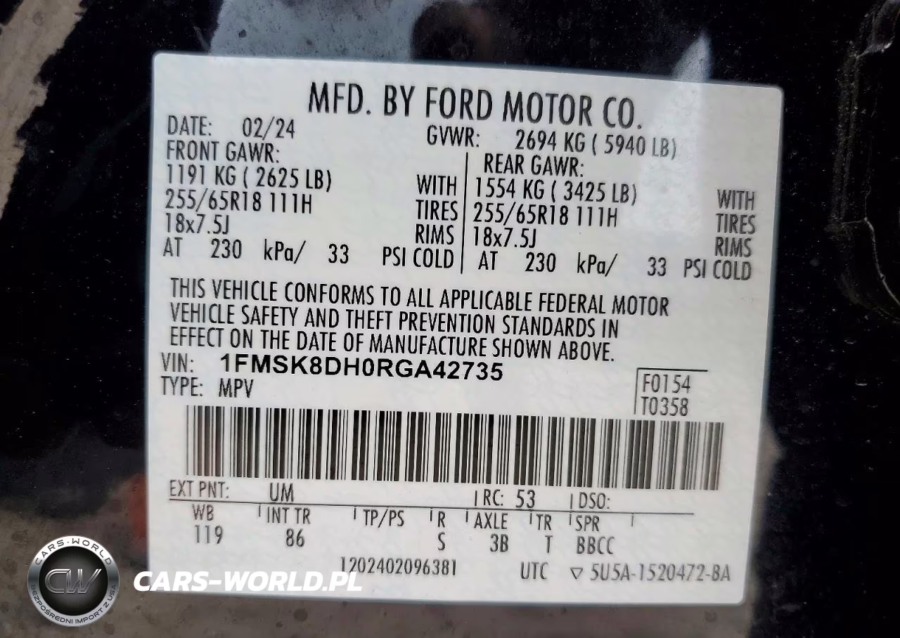 2024 Ford Explorer Xlt VIN:1FMSK8DH0RGA42735 - 13