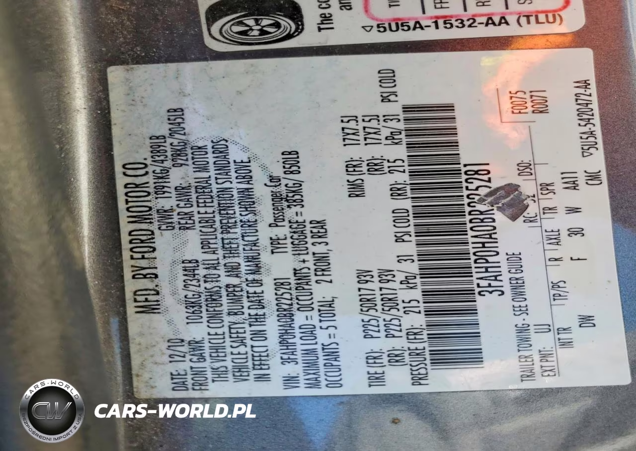 2011 Ford Fusion Se VIN:3FAHP0HA0BR225281 - 12