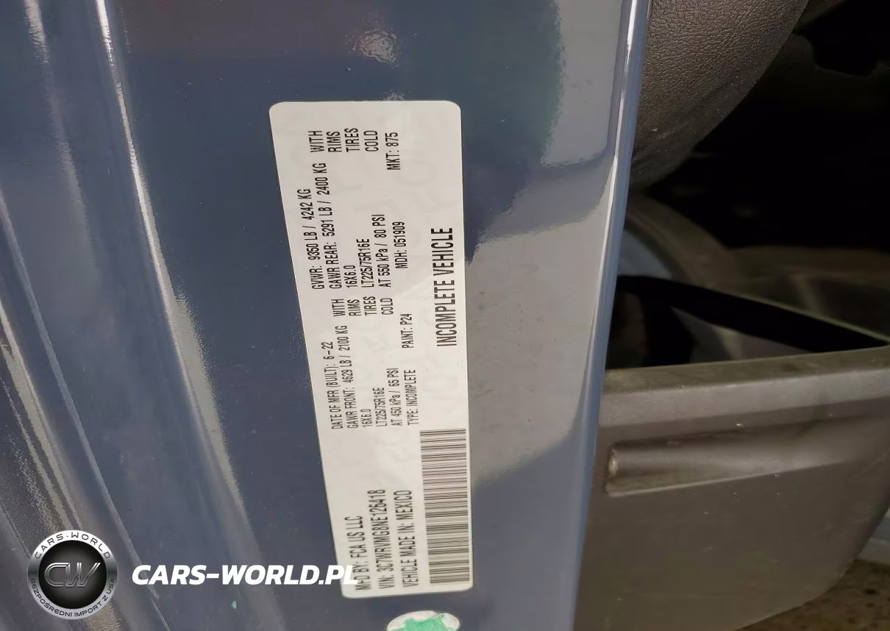 2022 Ram Promaster 3500 3500 Standard VIN:3C7WRVMG8NE126418 - 10
