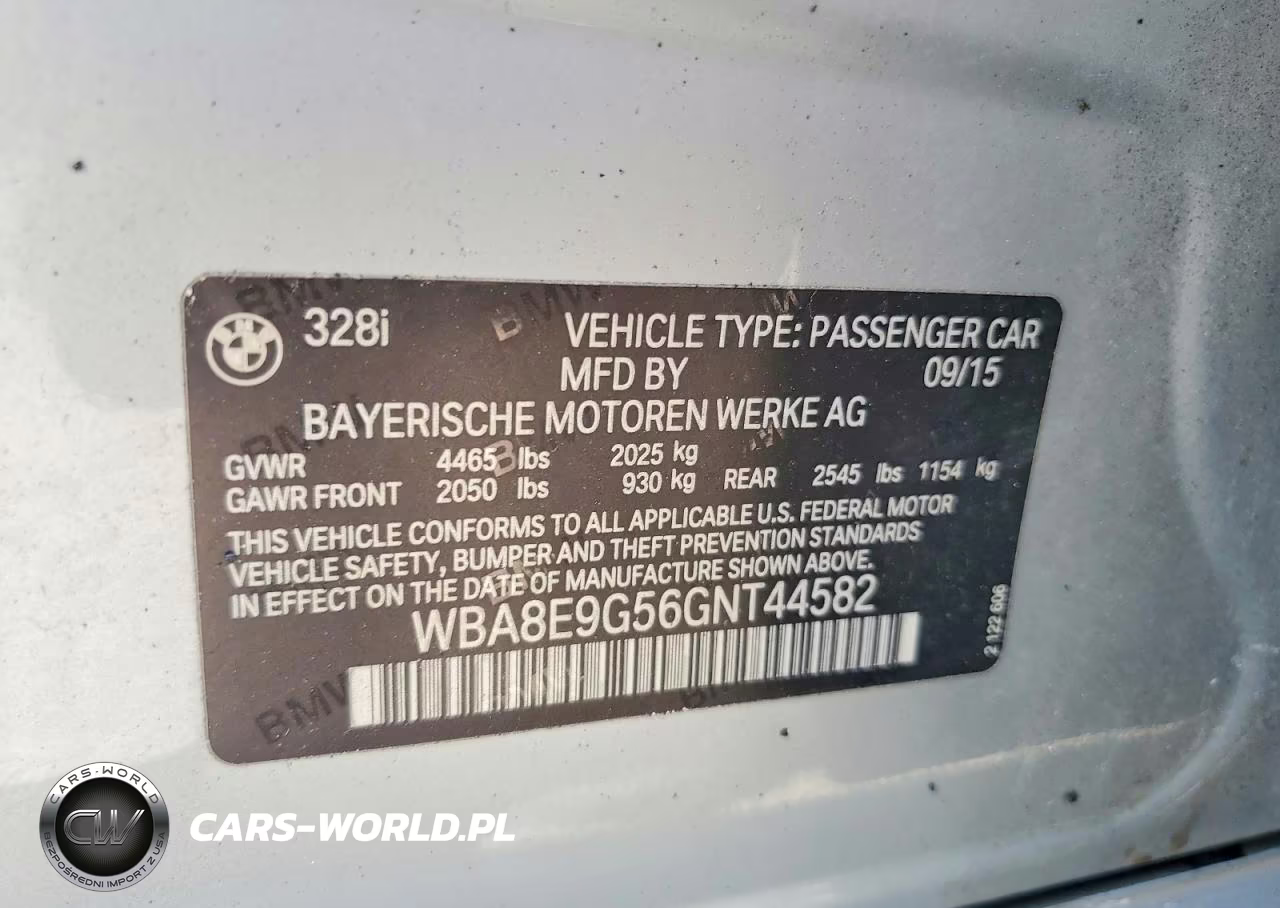 2016 BMW 328 I Sulev VIN:WBA8E9G56GNT44582 - 12