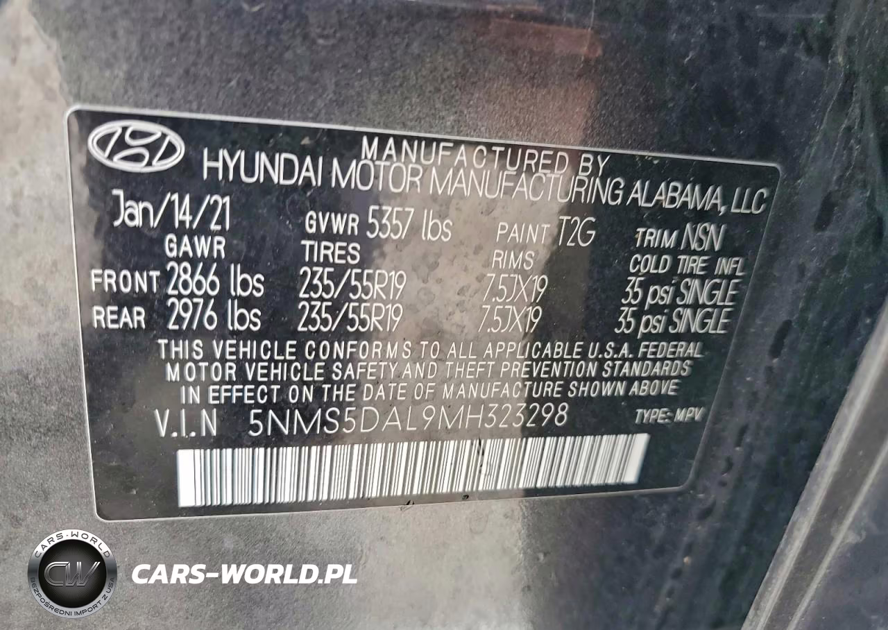 2021 Hyundai Santa Fe Calligraphy VIN:5NMS5DAL9MH323298 - 13