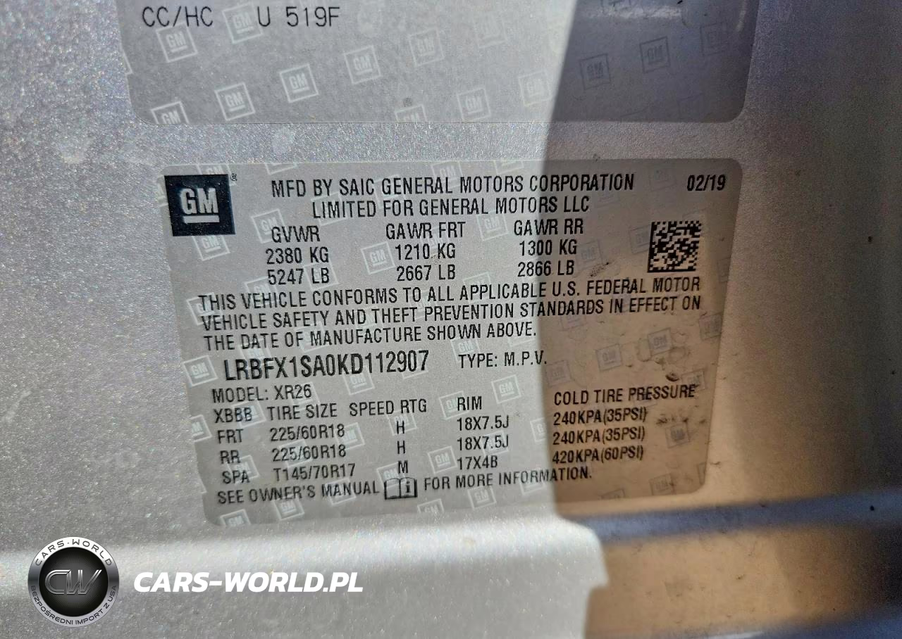 2019 Buick Envision Preferred VIN:LRBFX1SA0KD112907 - 12