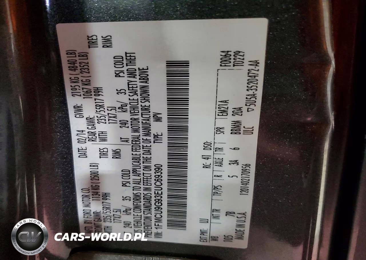 2014 Ford Escape VIN:1FMCU9G93EUC69390 - 13