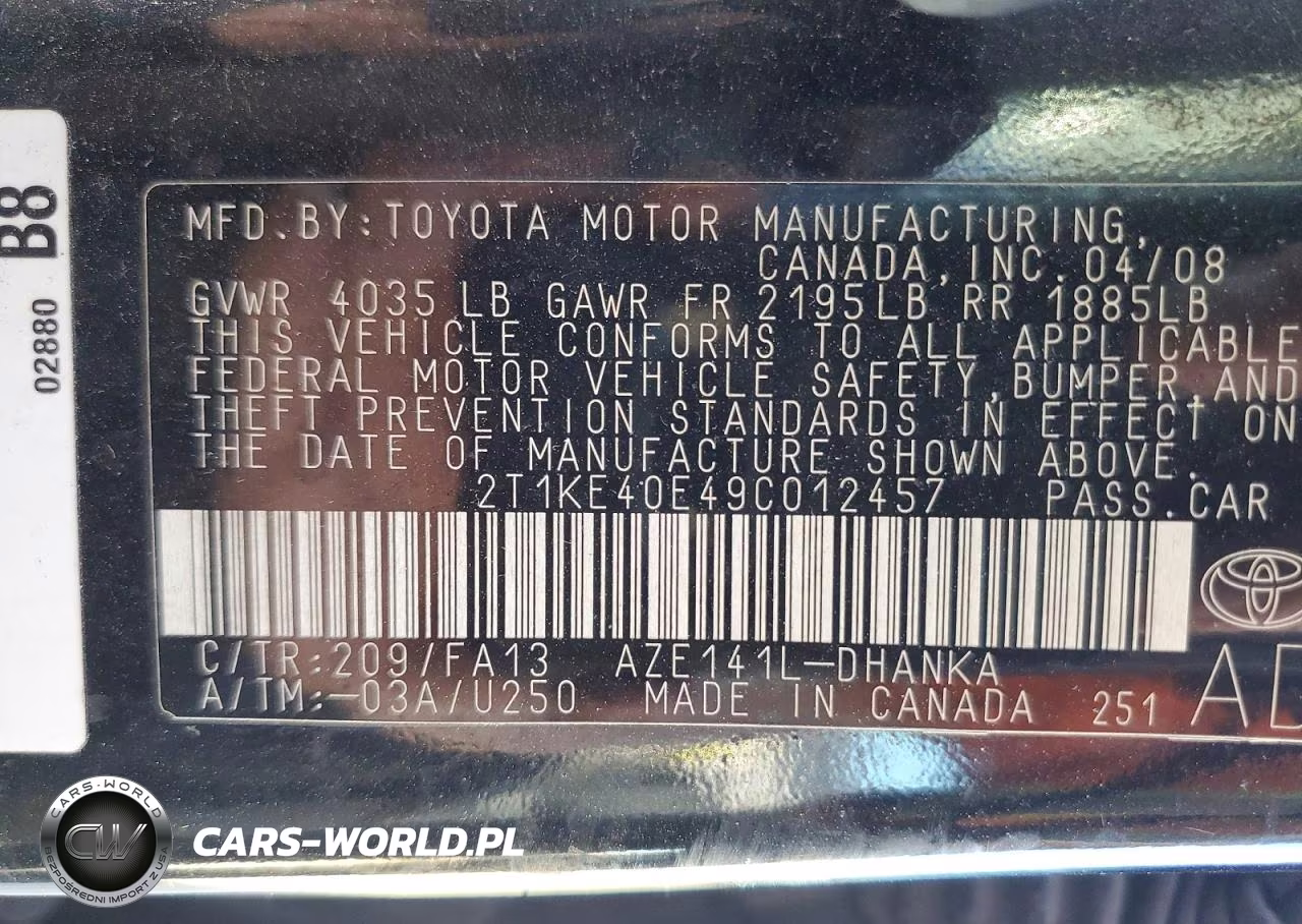 2009 Toyota Corolla Matrix S VIN:2T1KE40E49C012457 - 12