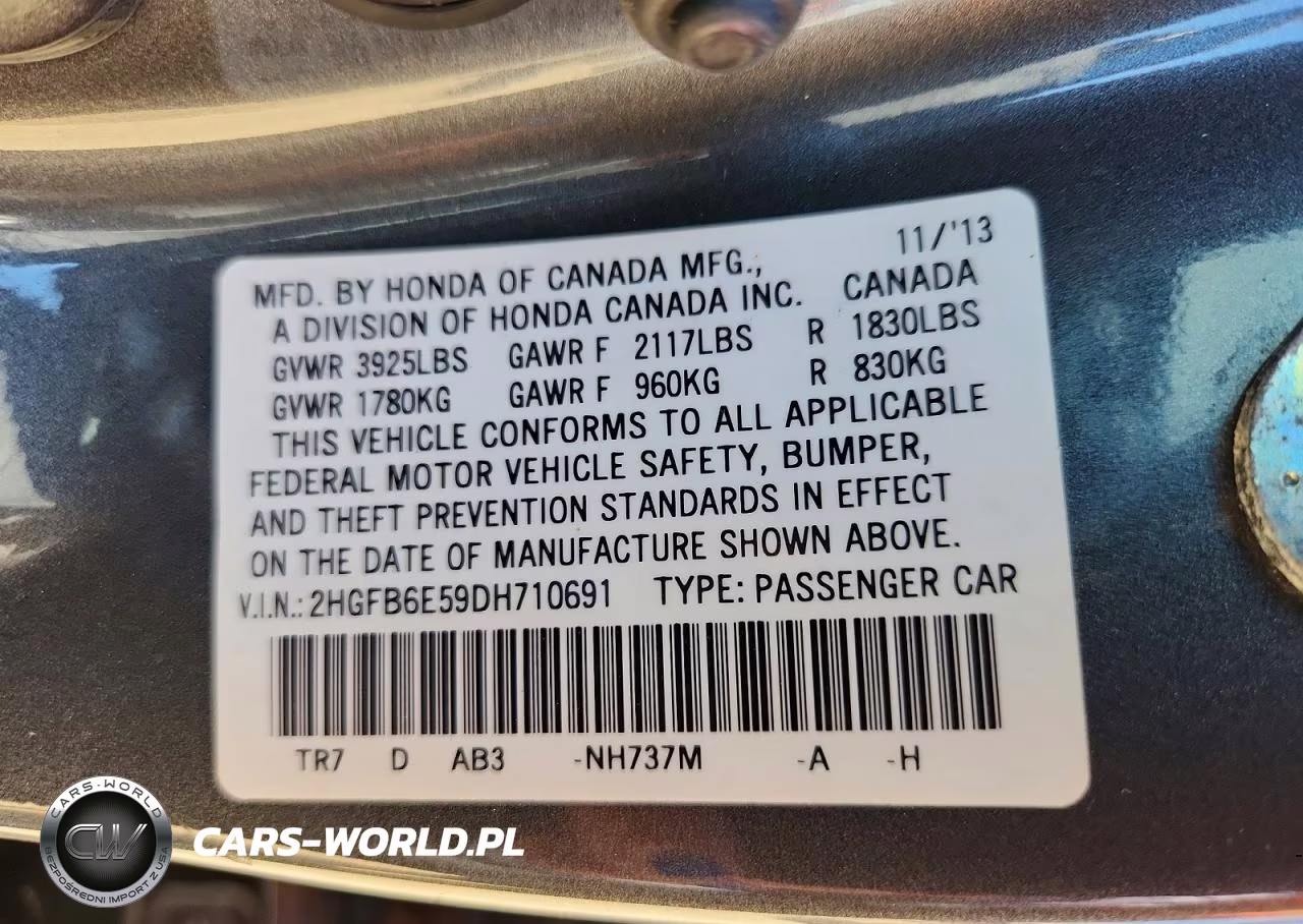 2013 Honda Civic Si VIN:2HGFB6E59DH710691 - 12