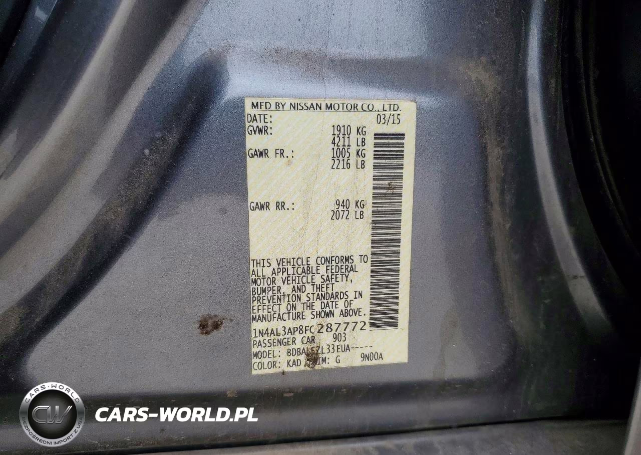 2015 Nissan Altima 2.5 S VIN:1N4AL3AP8FC287772 - 13