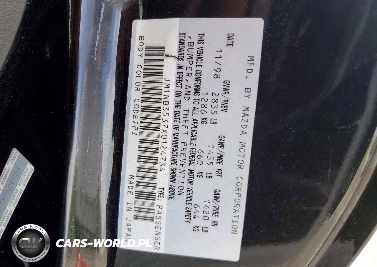 1999 Mazda Mx-5 Miata VIN:JM1NB3537X0124734 - 12