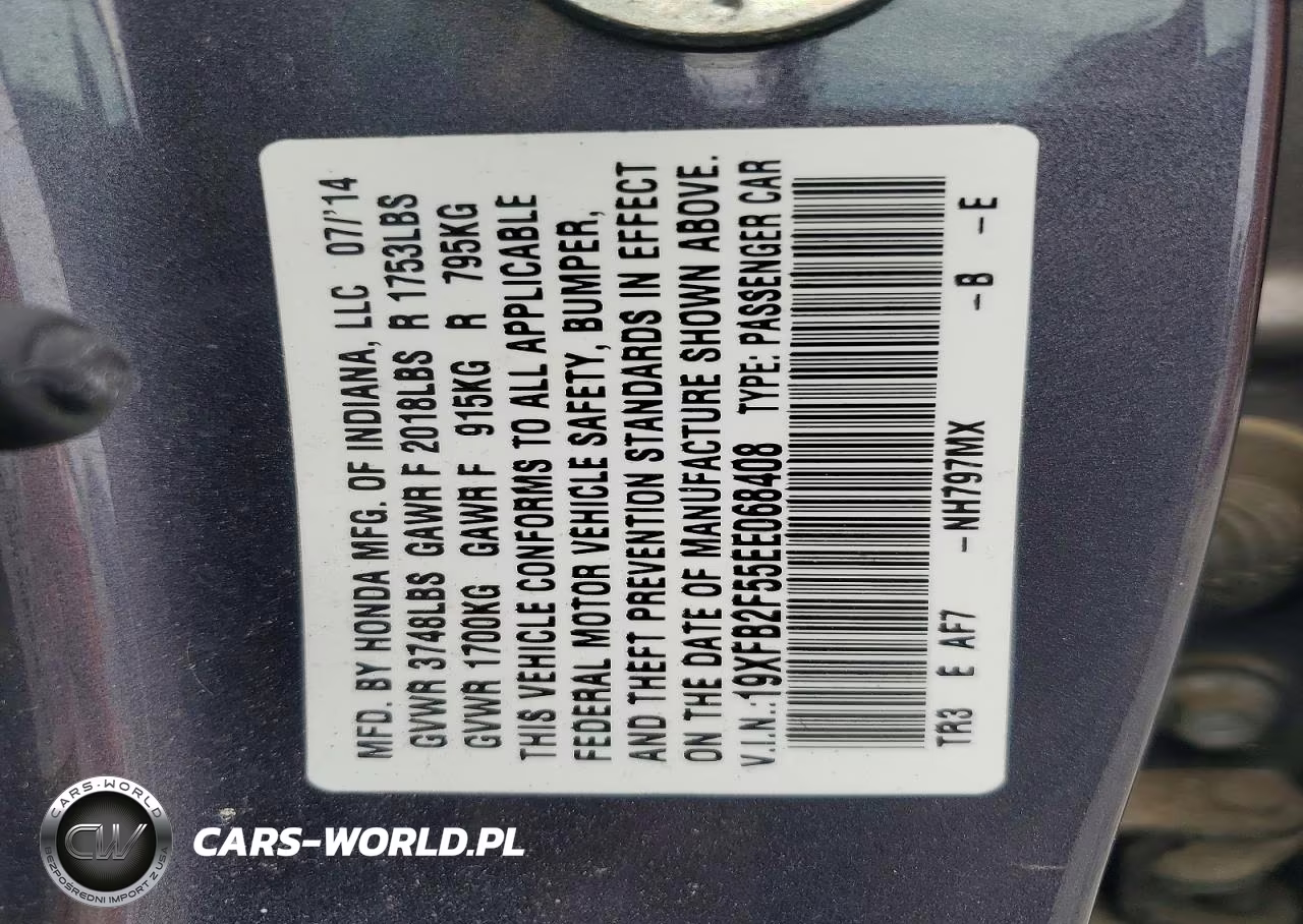 2014 Honda Civic Lx VIN:19XFB2F55EE068408 - 12
