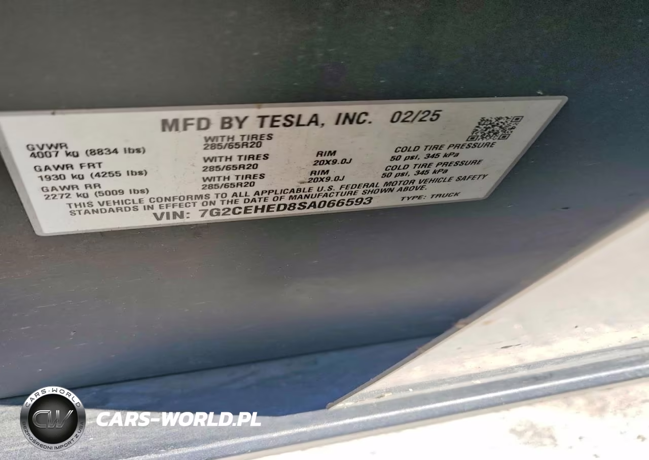 2025 Tesla Cybertruck VIN:7G2CEHED8SA066593 - 12