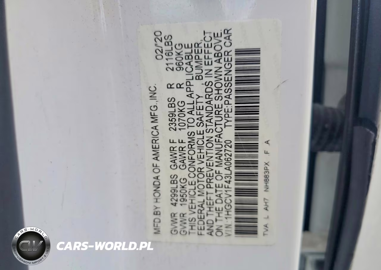 2020 Honda Accord Ex VIN:1HGCV1F43LA062720 - 12