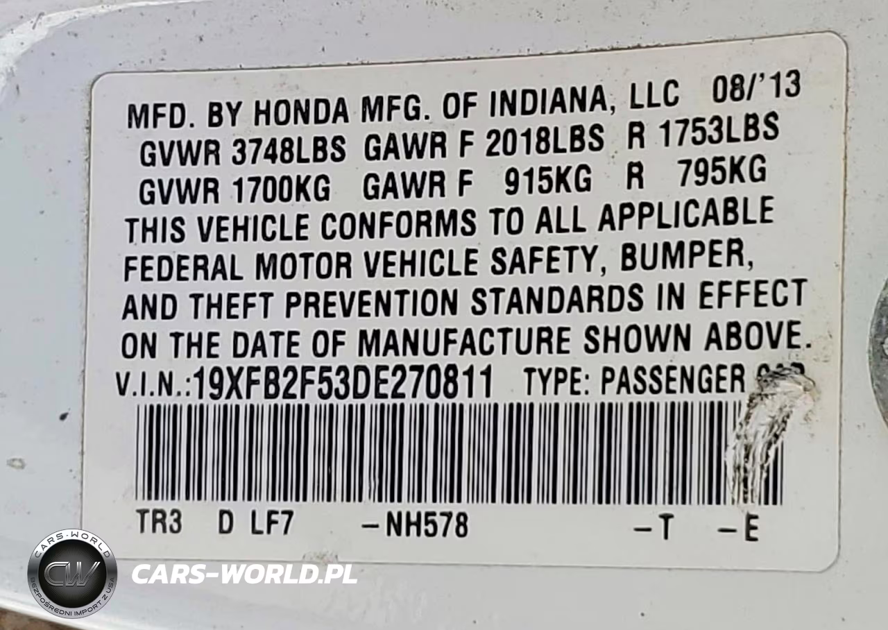 2013 Honda Civic Lx VIN:19XFB2F53DE270811 - 13