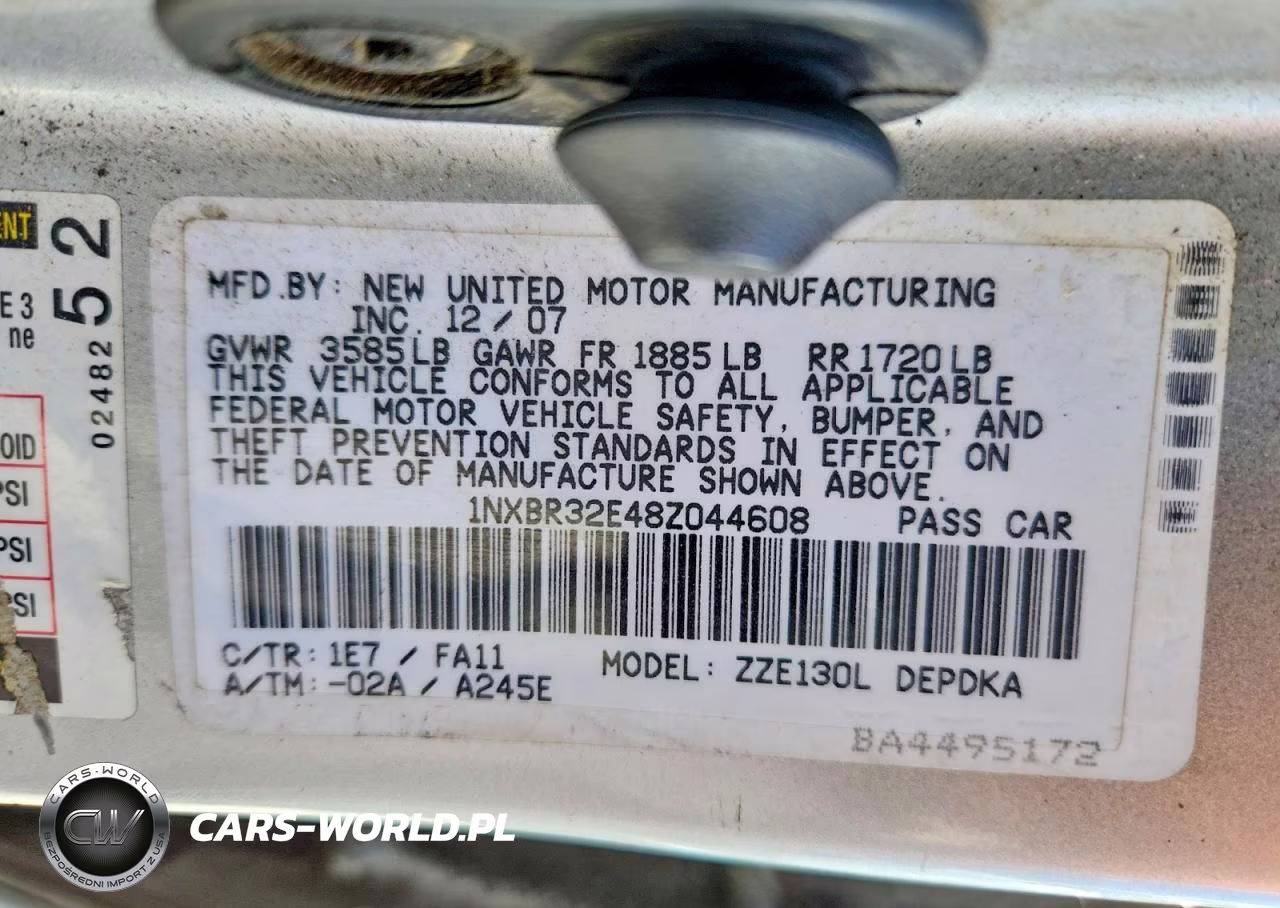 2008 Toyota Corolla Ce VIN:1NXBR32E48Z044608 - 12