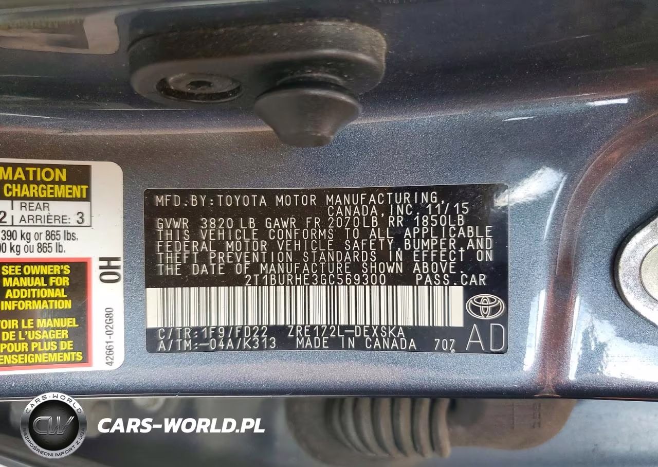 2016 Toyota Corolla S Plus VIN:2T1BURHE3GC569300 - 13