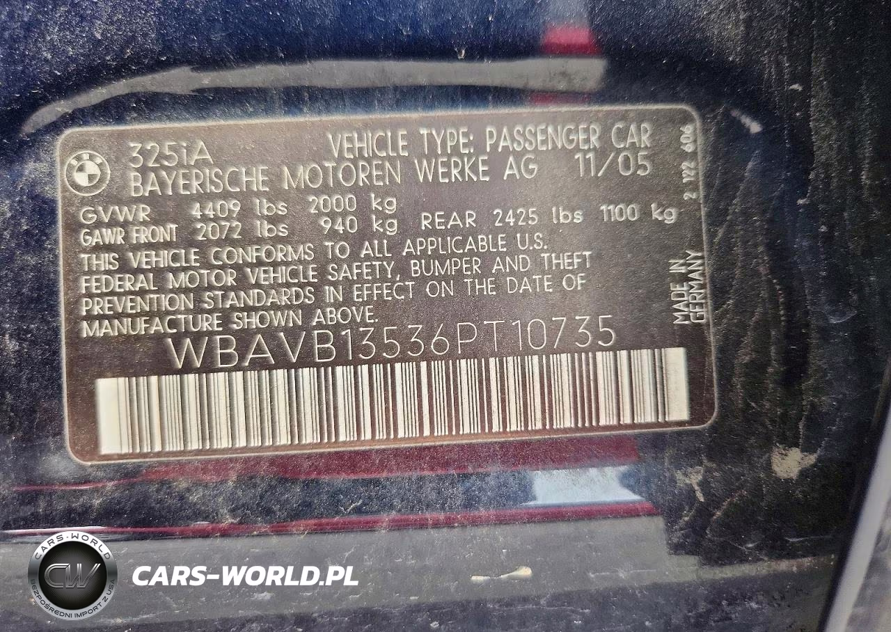 2006 BMW 325 I VIN:WBAVB13536PT10735 - 12