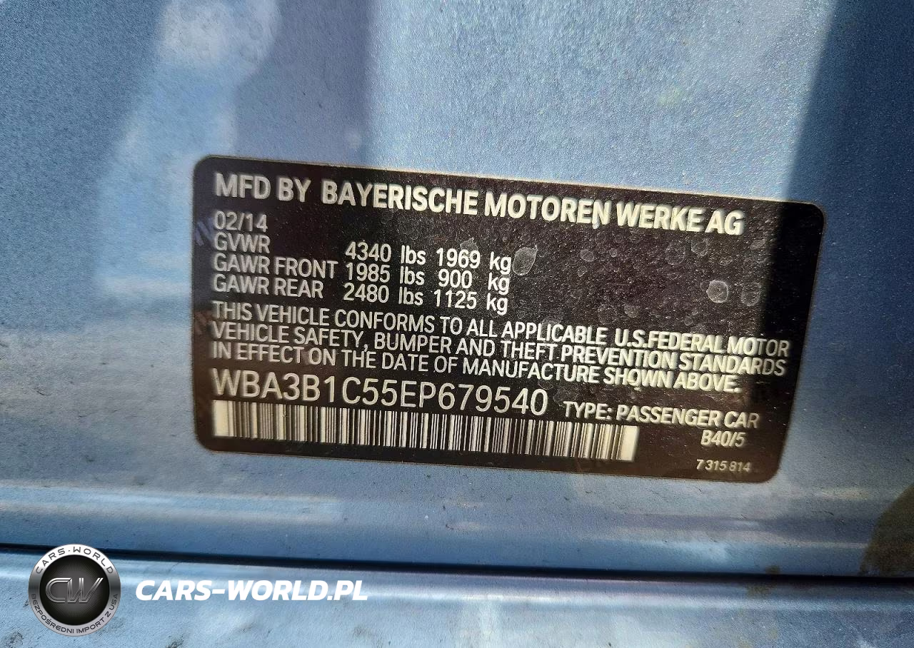 2014 BMW 320 I VIN:WBA3B1C55EP679540 - 12