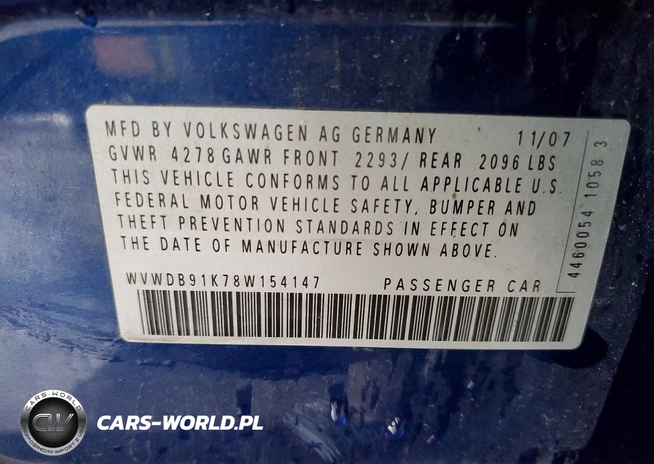 2008 Volkswagen Rabbit VIN:WVWDB91K78W154147 - 12