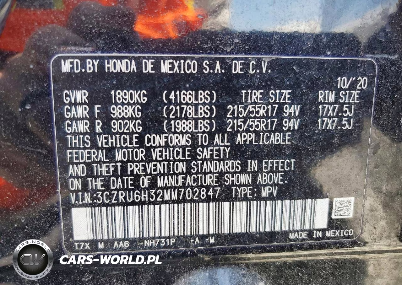 2021 Honda Hr-V Lx VIN:3CZRU6H32MM702847 - 13