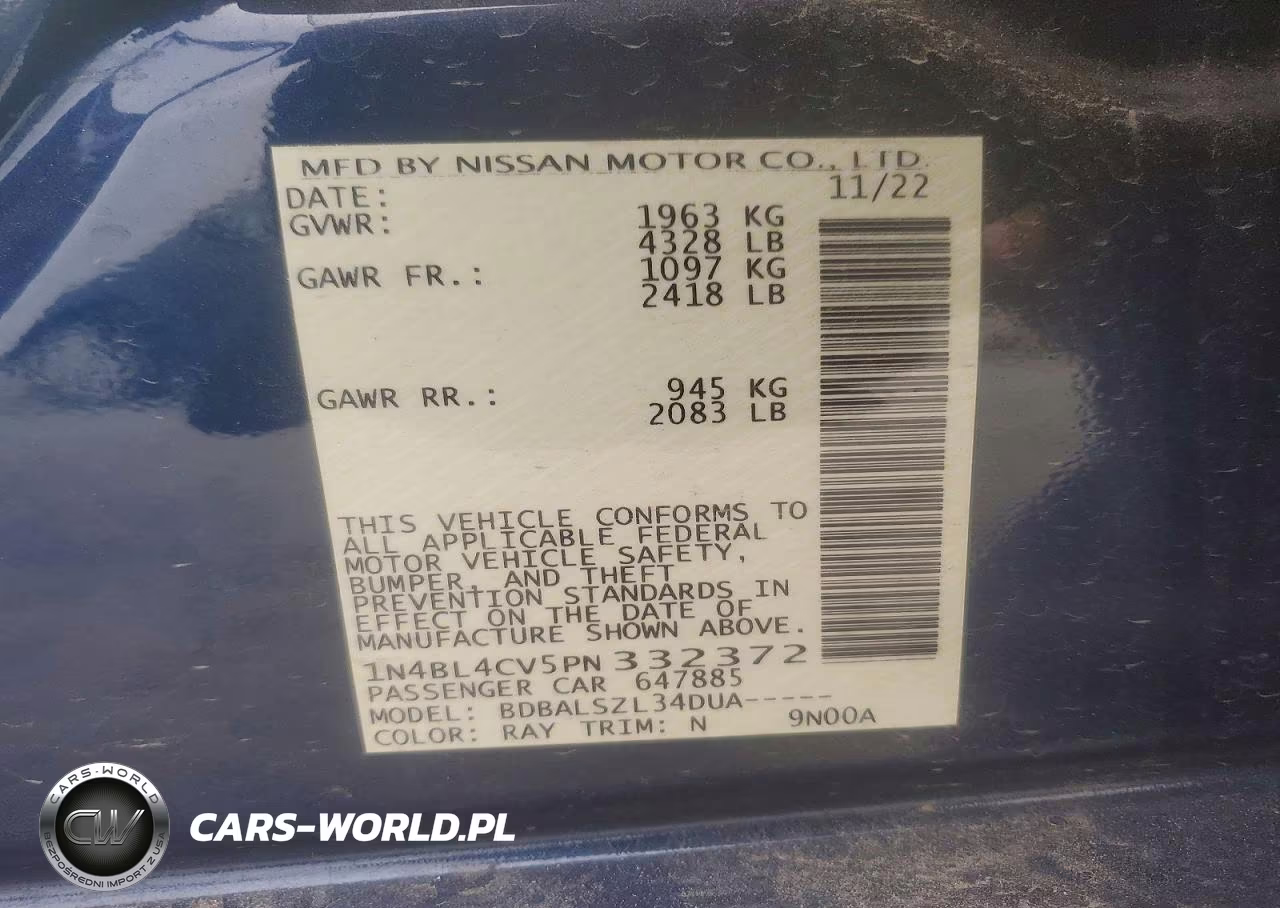 2023 Nissan Altima VIN:1N4BL4CV5PN332372 - 12