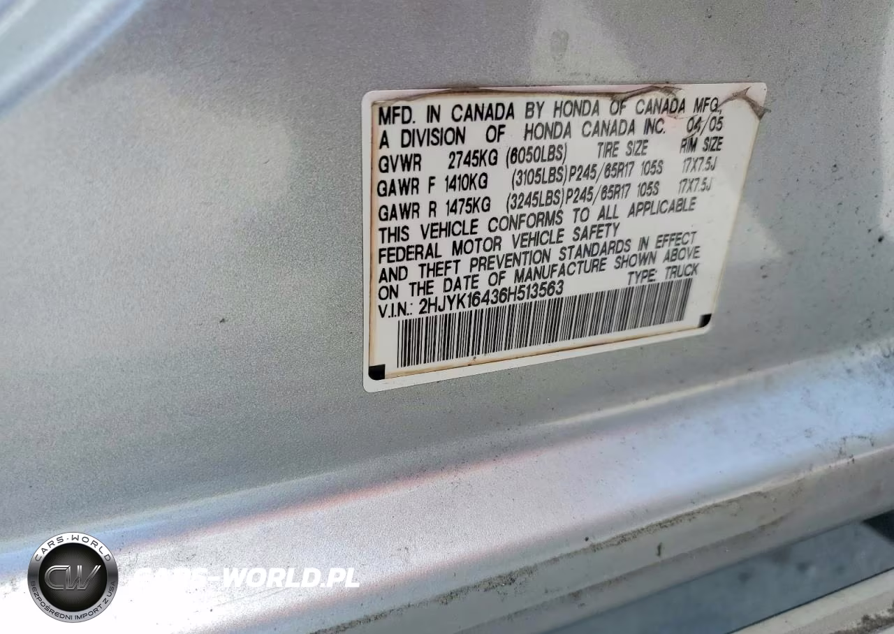 2006 Honda Ridgeline Rts VIN:2HJYK16436H513563 - 12