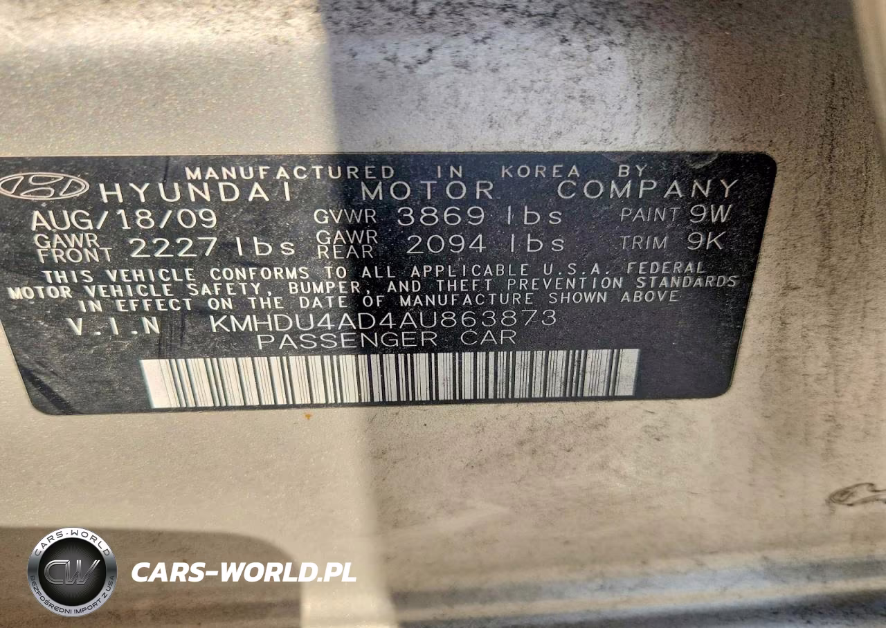 2010 Hyundai Elantra Gls VIN:KMHDU4AD4AU863873 - 12