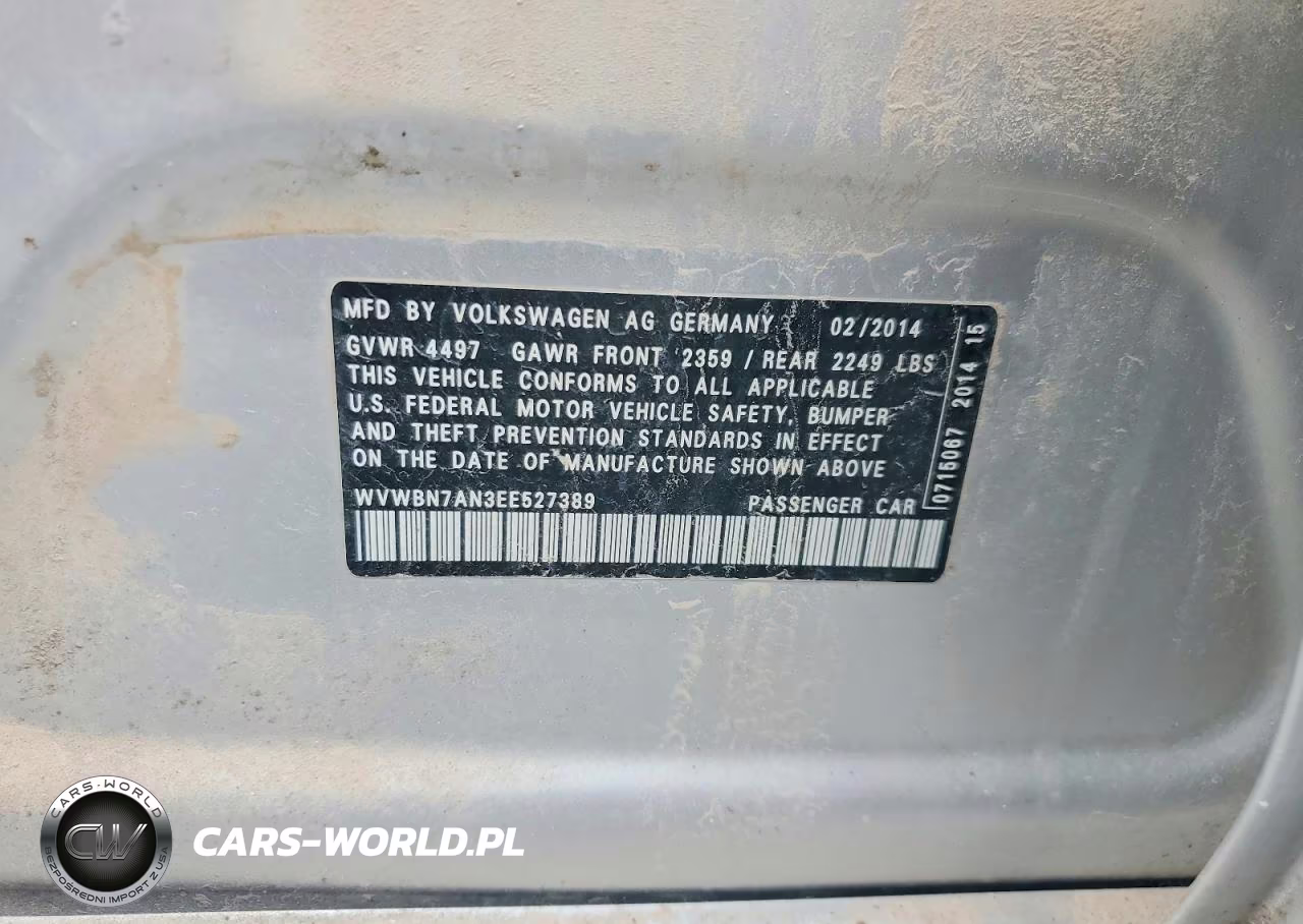 2014 Volkswagen Cc Sport VIN:WVWBN7AN3EE527389 - 12