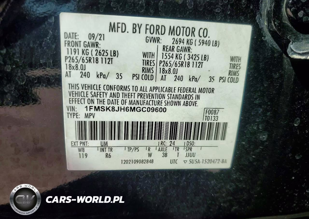 2021 Ford Explorer Timberline VIN:1FMSK8JH6MGC09600 - 14